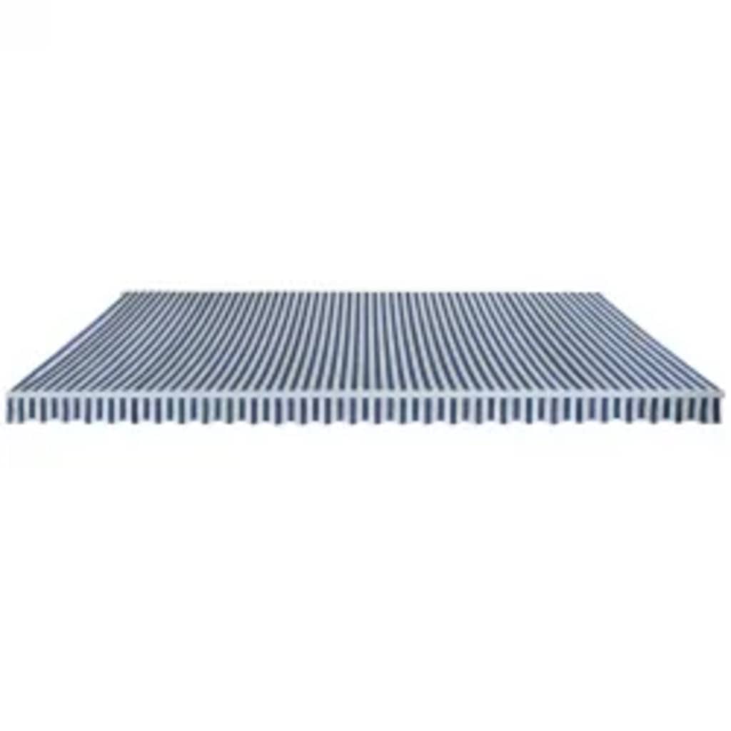 Foldbar markise manuell 600 cm blå/hvit