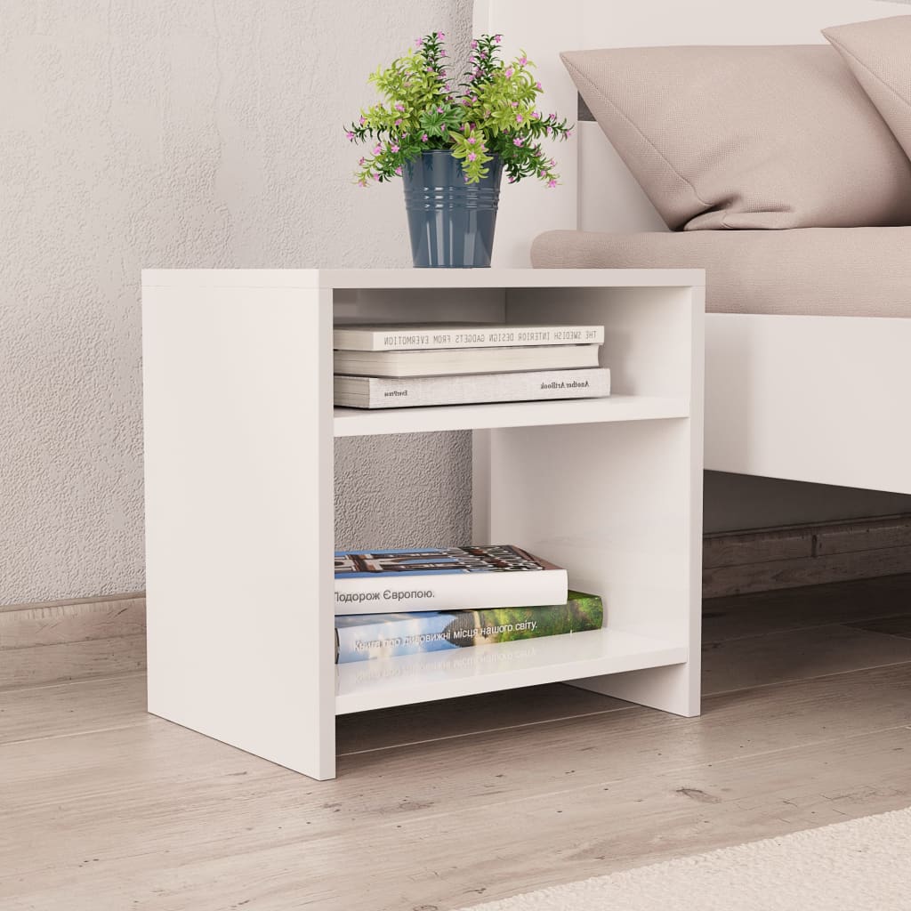 Nattbord 2 stk hvit 40x30x40 cm konstruert tre