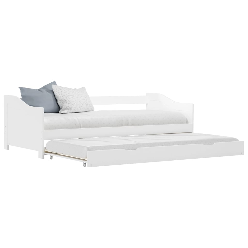 Sovesofa uttrekkbar ramme hvit furu 90x200 cm