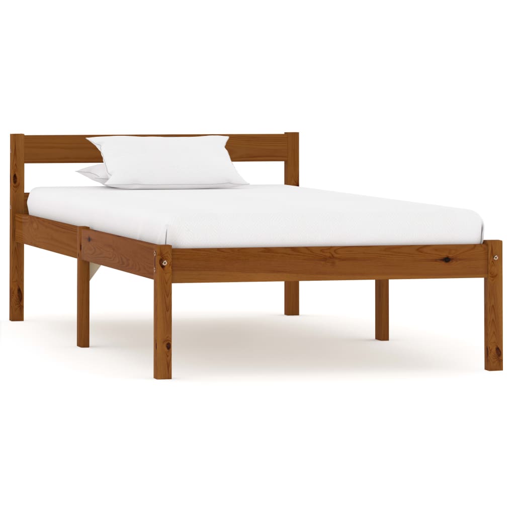 Sengeramme honningbrun heltre furu 90x200 cm