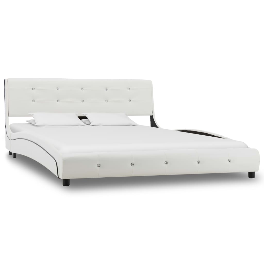 Sengeramme uten Madrass Hvit imitert skinn 135x190 cm