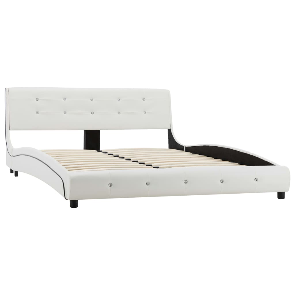 Sengeramme uten Madrass Hvit imitert skinn 135x190 cm