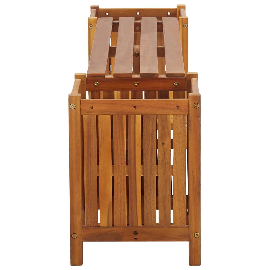 Hagebenk med 2 plantekasser 150x30x40 cm heltre akasie