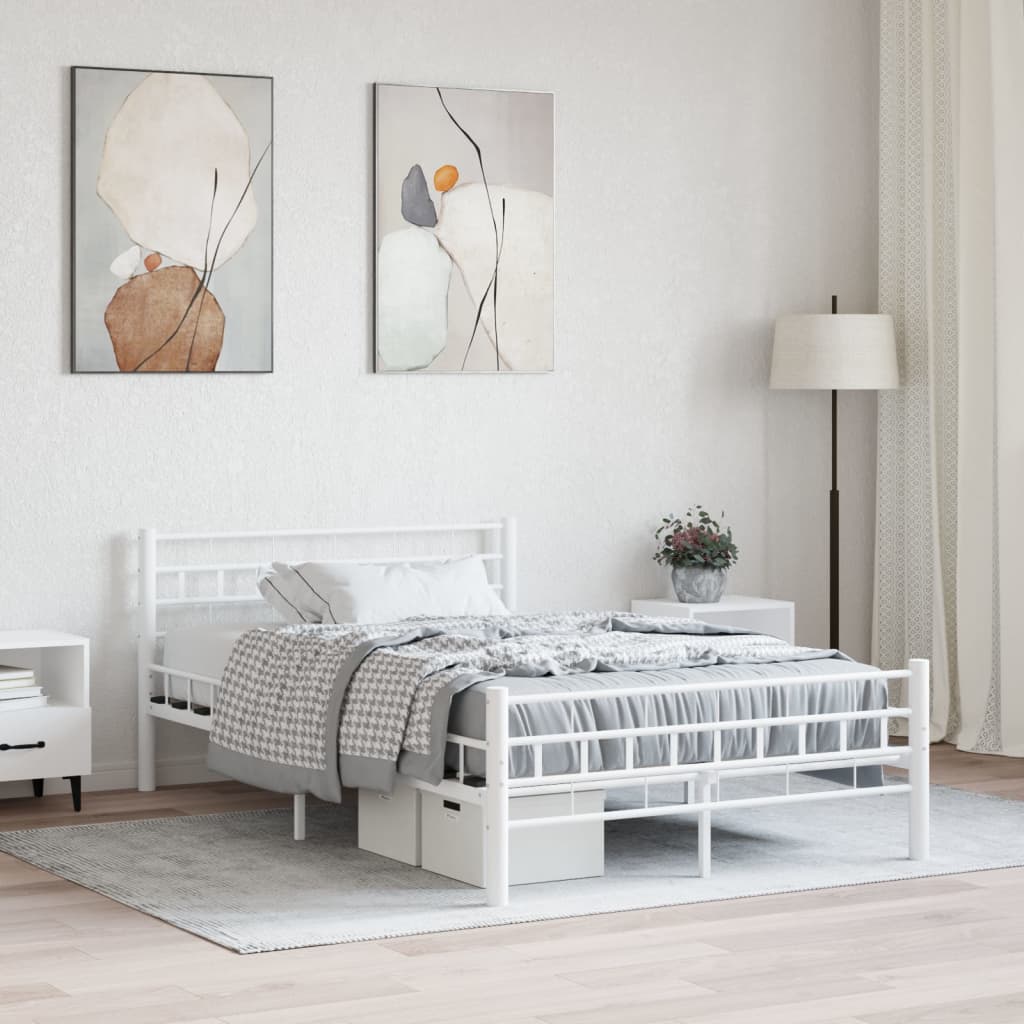 Sengeramme hvit metall 140x200 cm