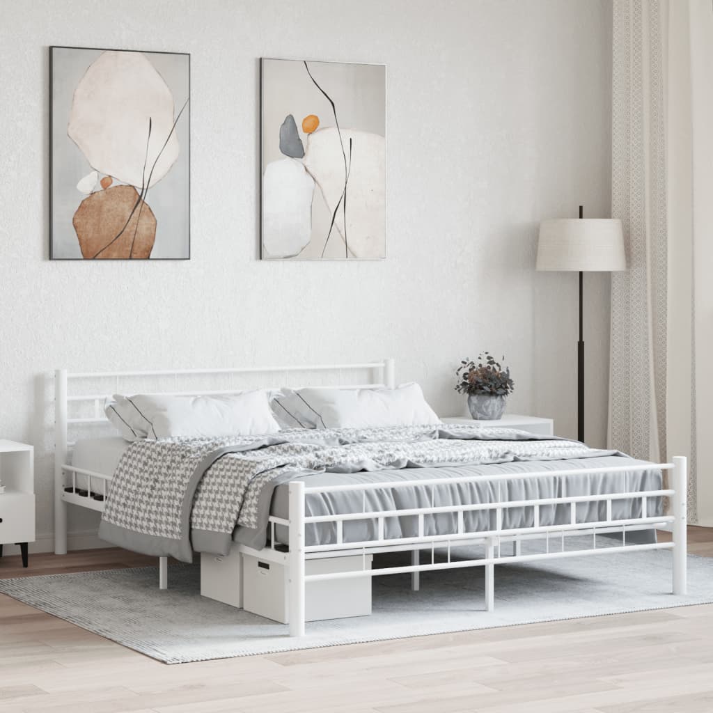 Sengeramme hvit metall 160x200 cm