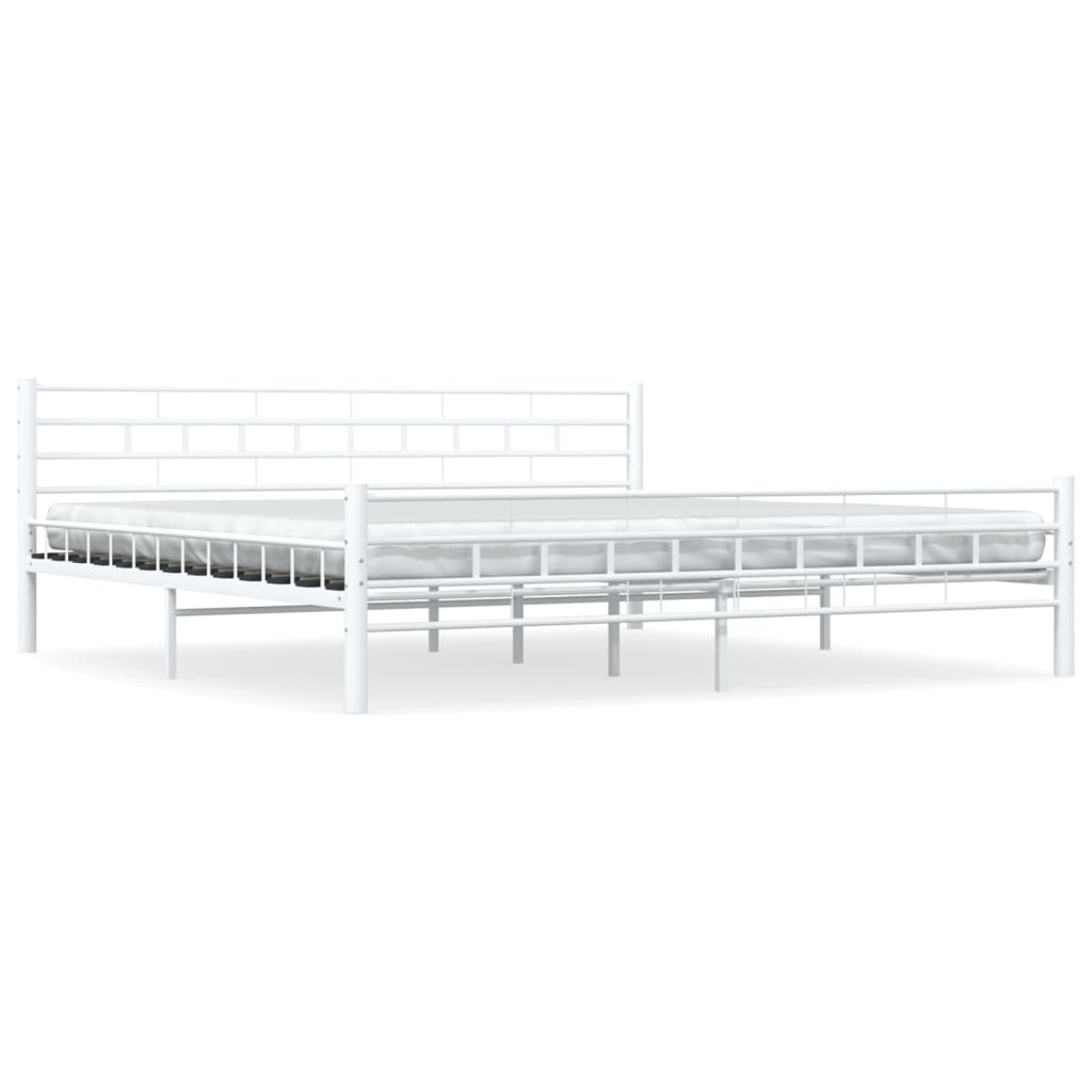 Sengeramme hvit metall 200x200 cm