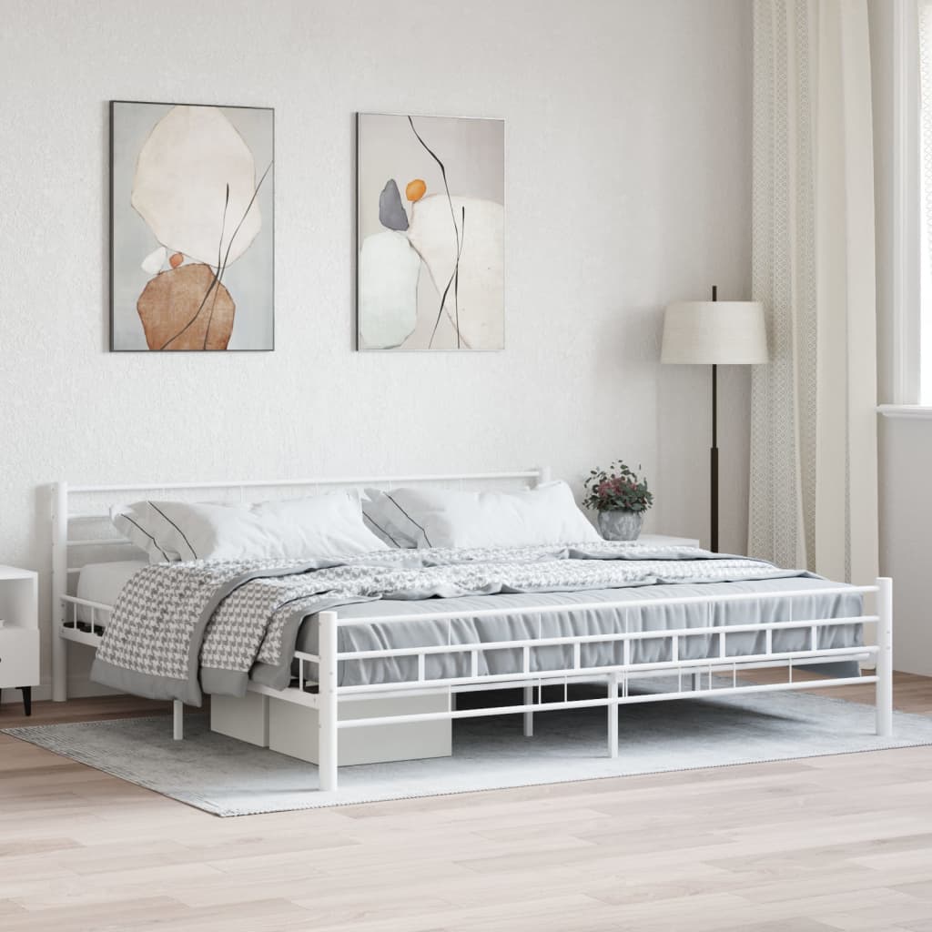 Sengeramme hvit metall 200x200 cm