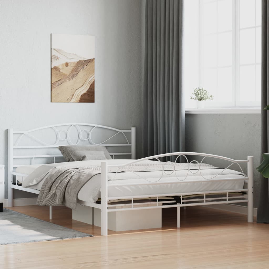 Sengeramme hvit metall 140x200 cm