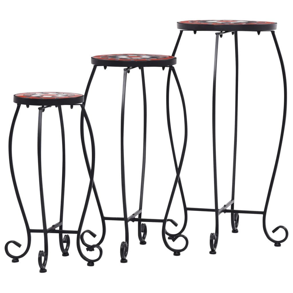 Mosaikkbord 3 stk terrakotta og hvit keramikk