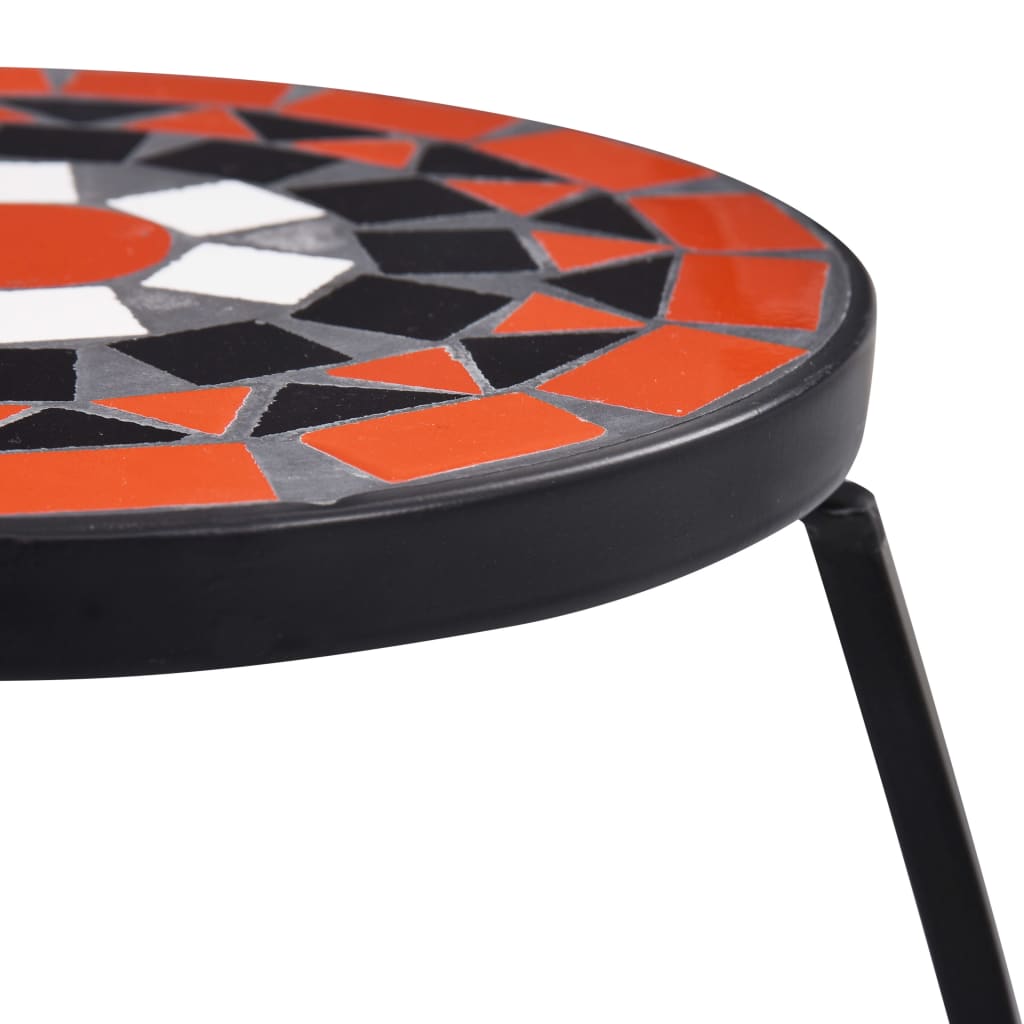 Mosaikkbord 3 stk terrakotta og hvit keramikk