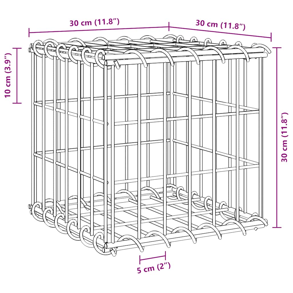 Gabion høybed kubeformet ståltråd 30x30x30 cm