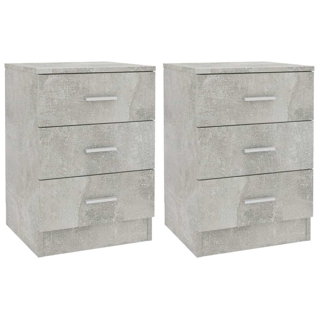 Nattbord 2 stk betonggrå 38x35x56 cm konstruert tre