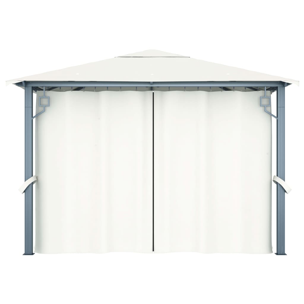 Paviljong med gardin 300x300 cm kremhvit aluminium
