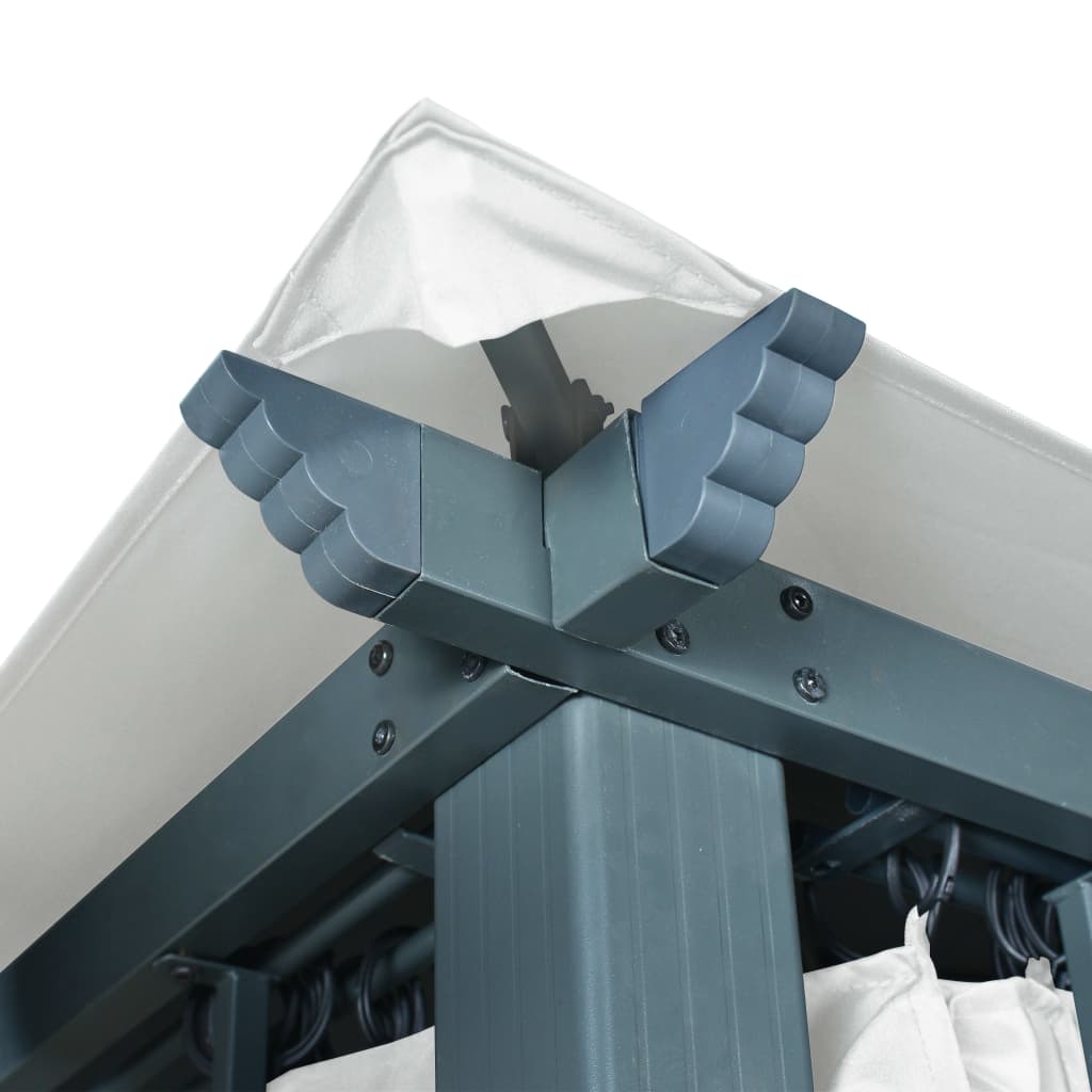 Paviljong med gardin 300x300 cm kremhvit aluminium