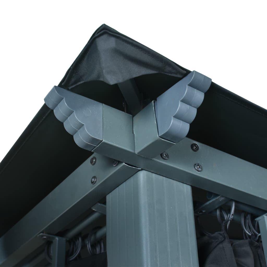 Paviljong med gardin 300x300 cm antrasitt aluminium