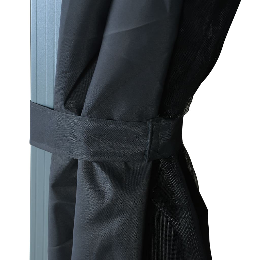 Paviljong med gardin 300x300 cm antrasitt aluminium