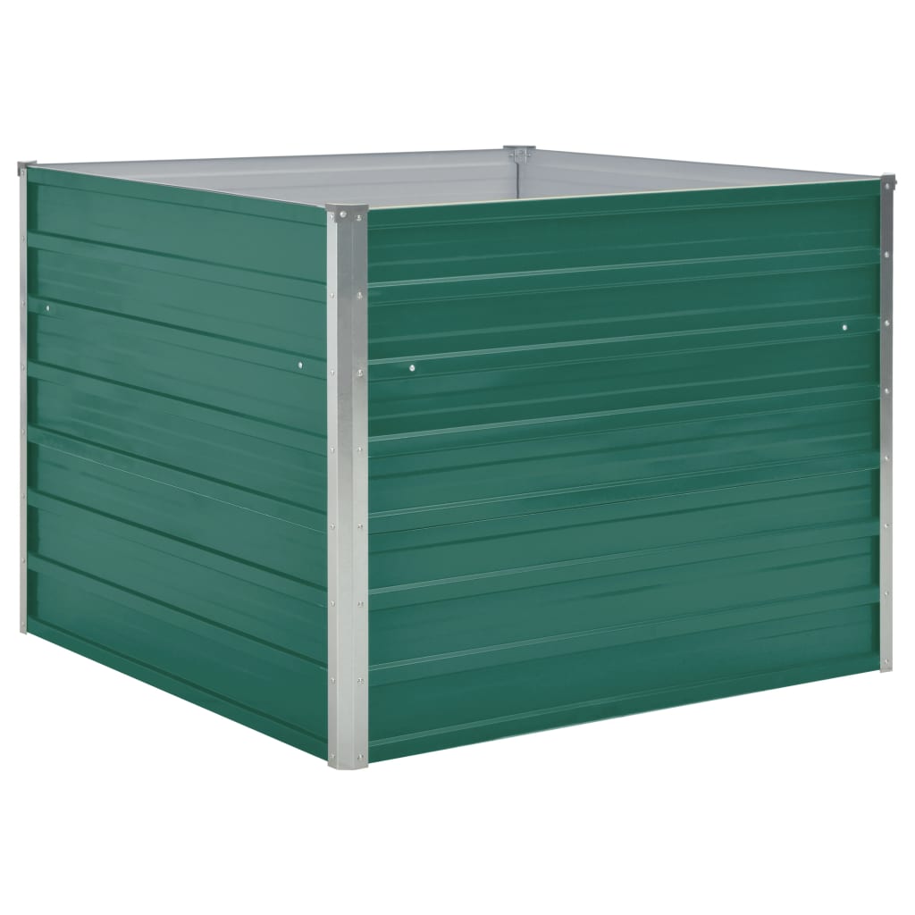 Forhøyet hagebed 100x100x77 cm galvanisert stål grønn