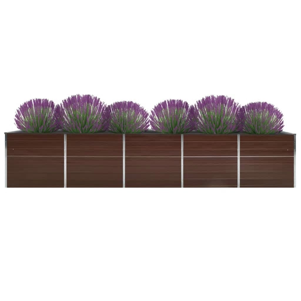 Høybed galvanisert stål 400x80x45 cm brun