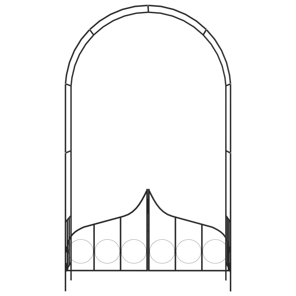 Hagebue med port svart 138x40x238 cm jern