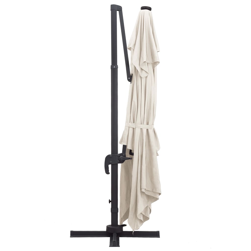 Hengende hageparasoll med LED og aluminiumsstang 400x300cm sand