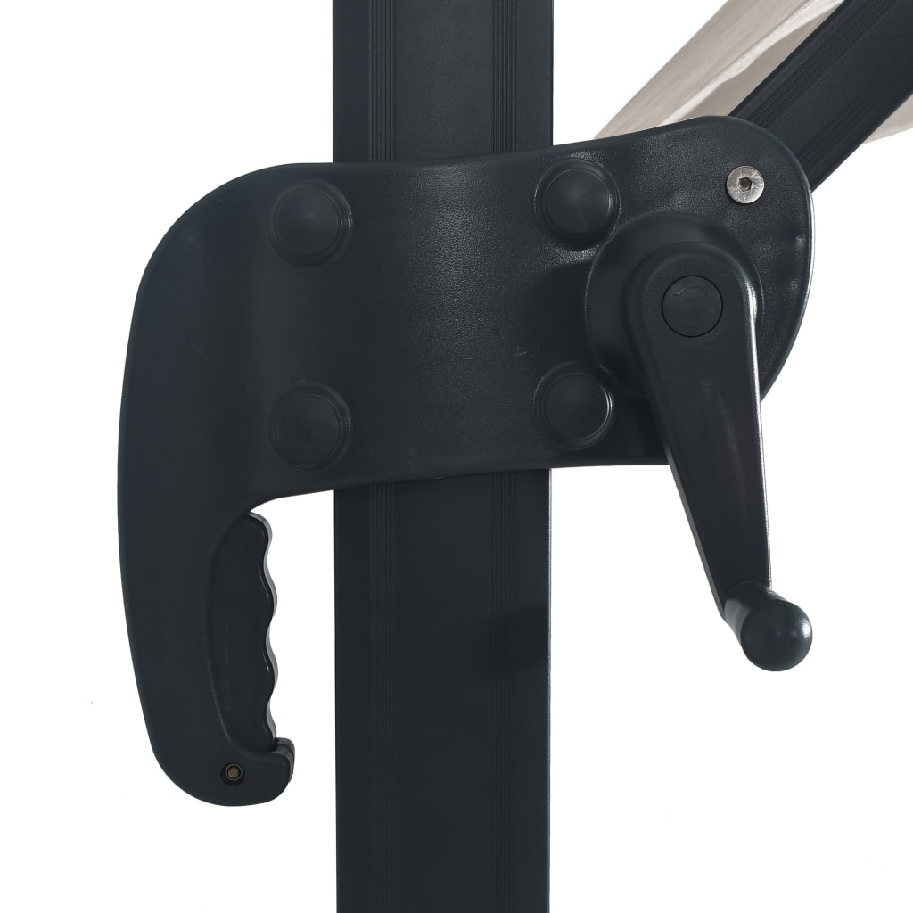 Hengende hageparasoll med LED og aluminiumsstang 400x300cm sand