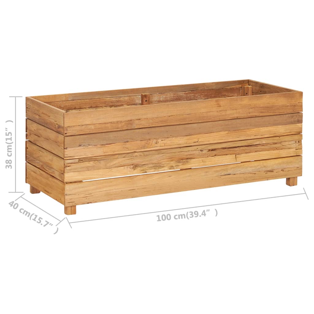 Høybed 100x40x38 cm resirkulert teak og stål