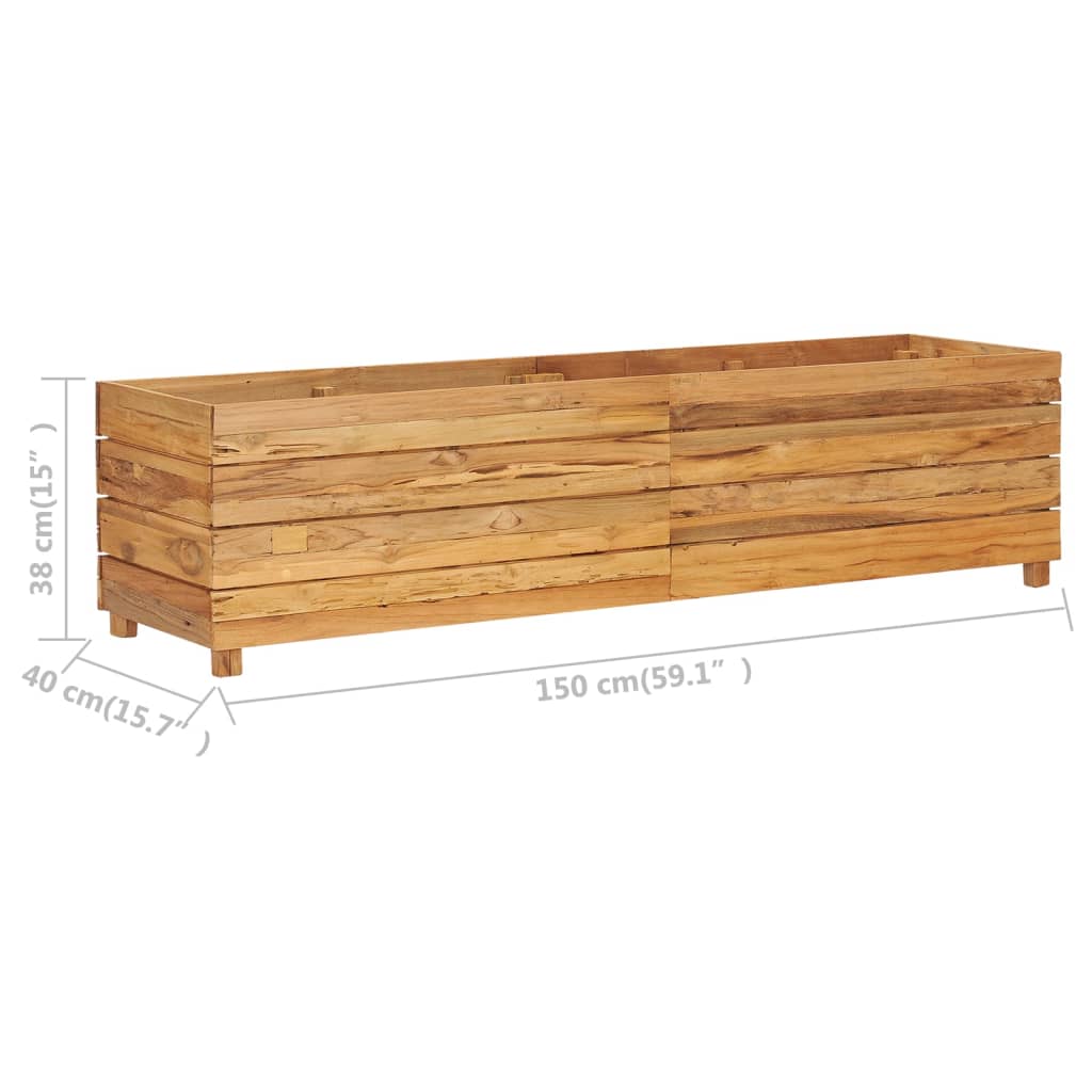 Høybed 150x40x38 cm resirkulert teak og stål