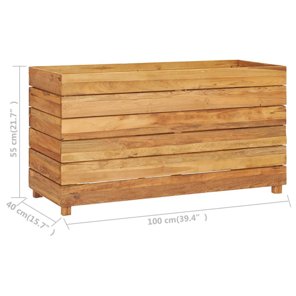 Høybed 100x40x55 cm resirkulert teak og stål