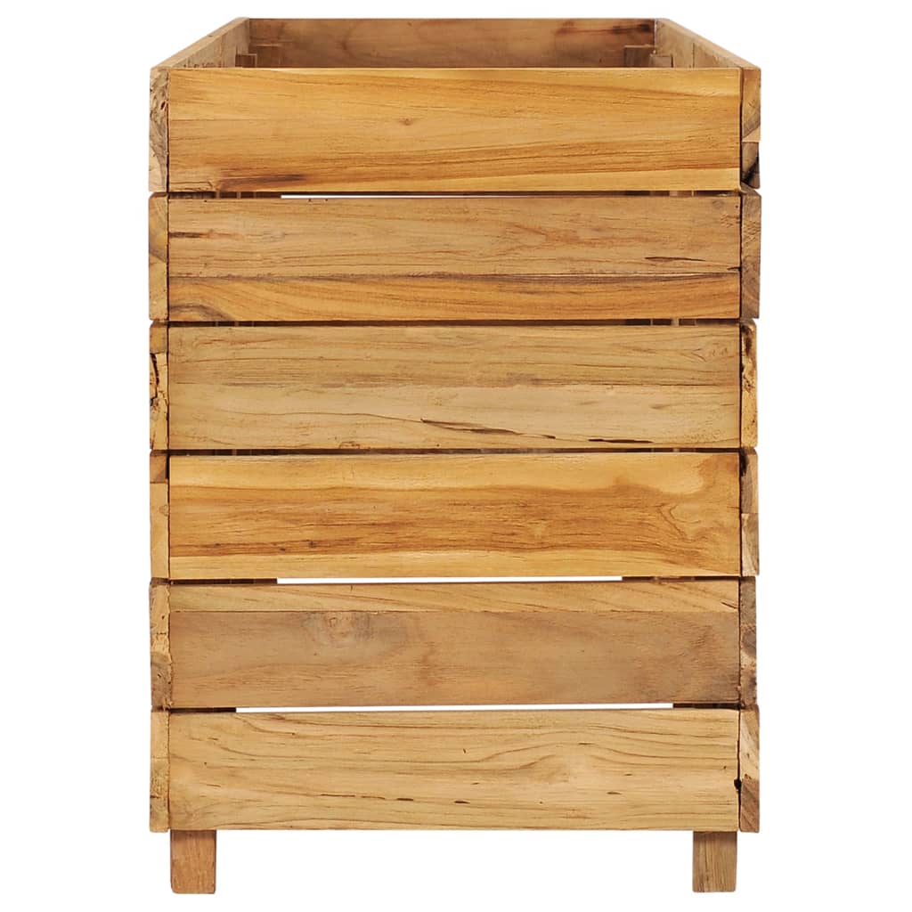 Høybed 150x40x55 cm resirkulert teak og stål