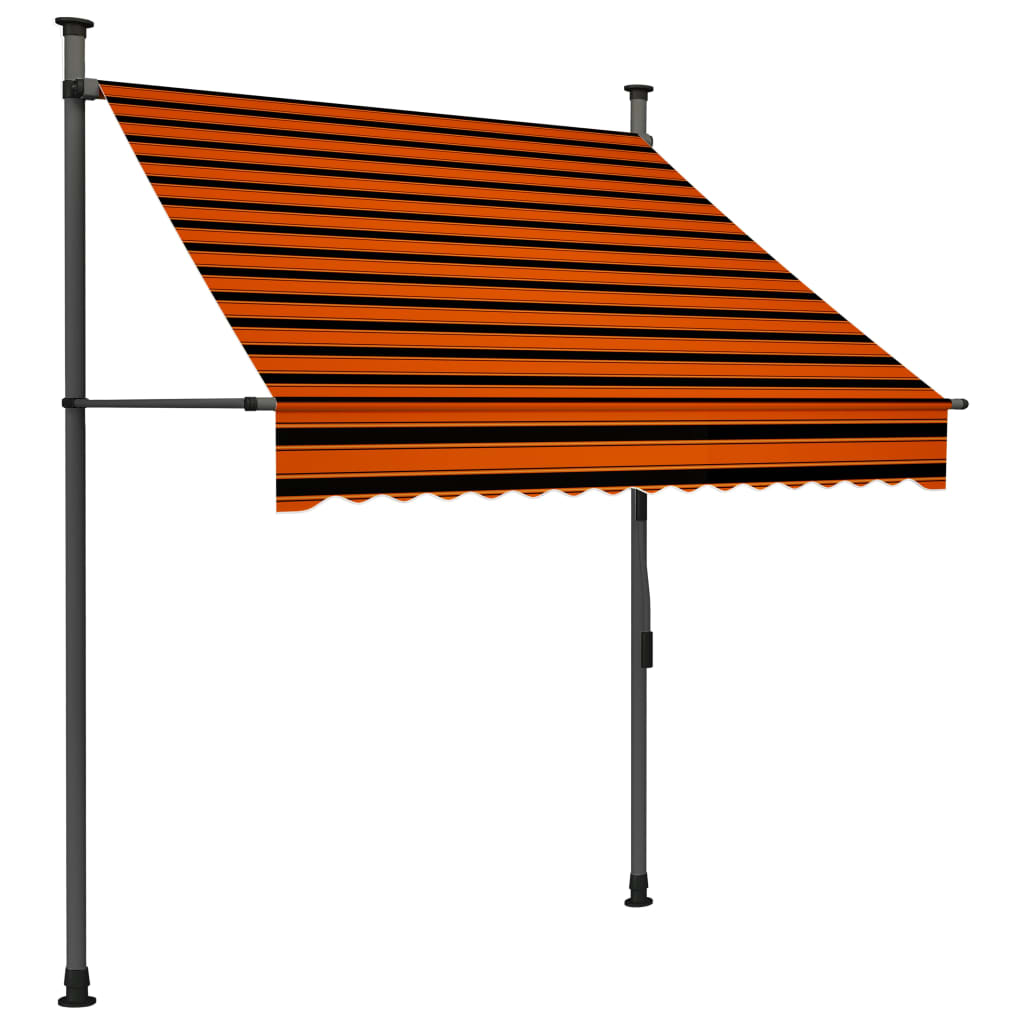 Manuell uttrekkbar markise med LED 150 cm oransje og brun
