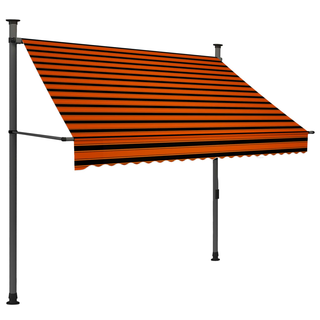 Manuell uttrekkbar markise med LED 200 cm oransje og brun