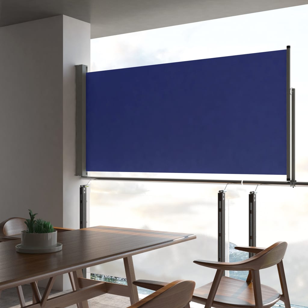 Uttrekkbar sidemarkise 120x300 cm blå