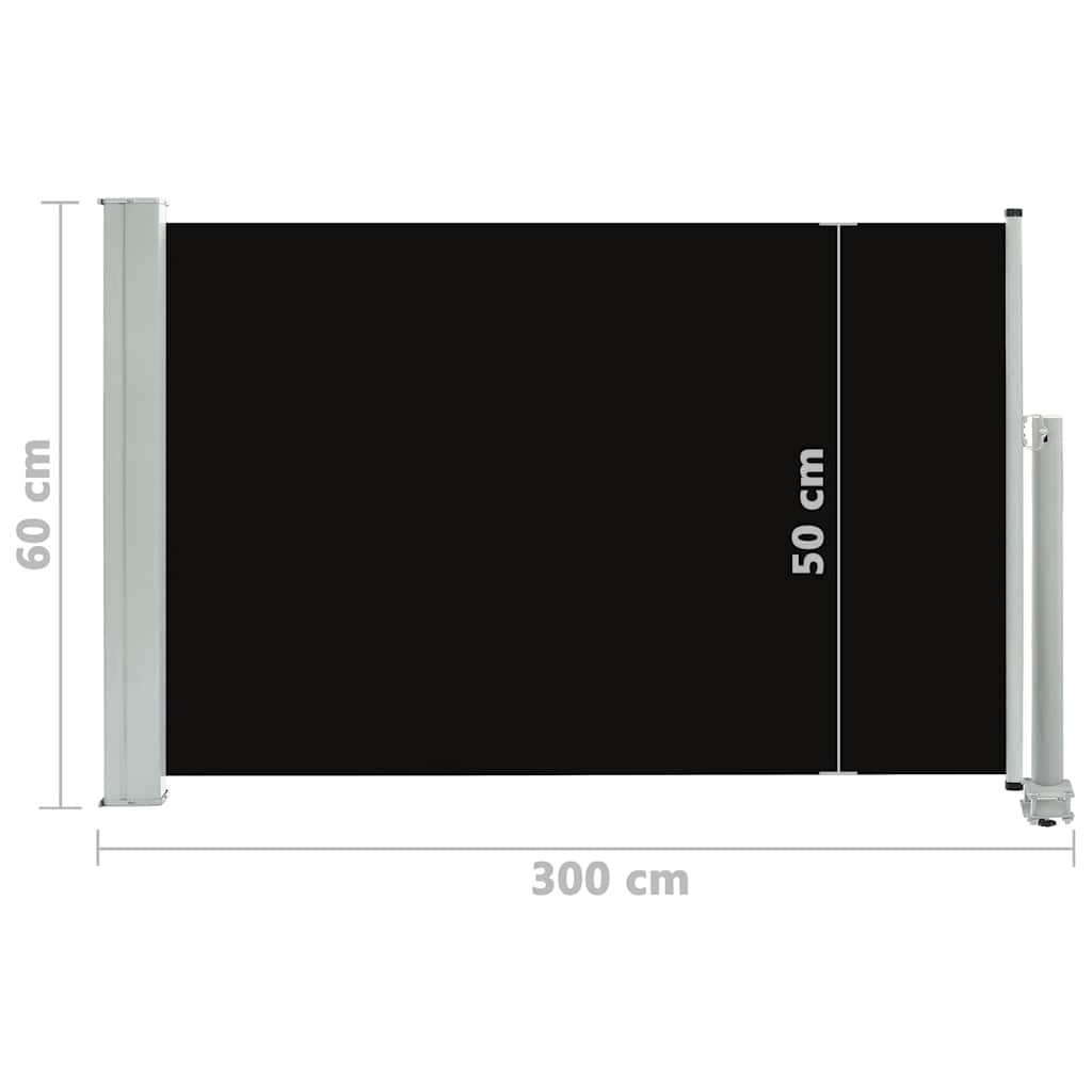 Uttrekkbar sidemarkise 60x300 cm svart