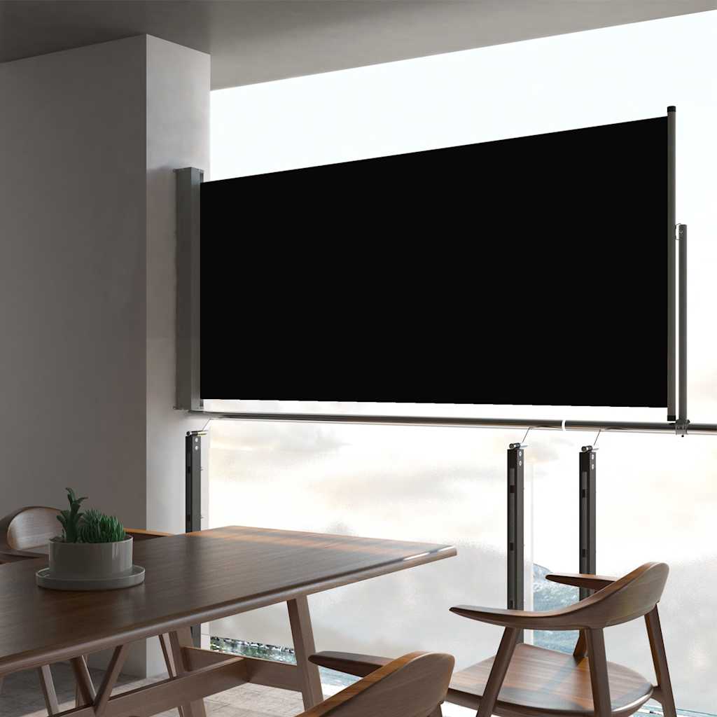 Uttrekkbar sidemarkise 60x300 cm svart