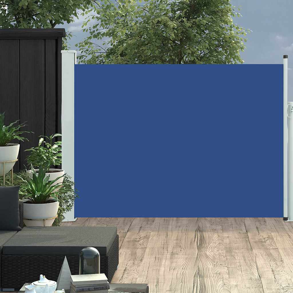 Uttrekkbar sidemarkise 120x500 cm blå