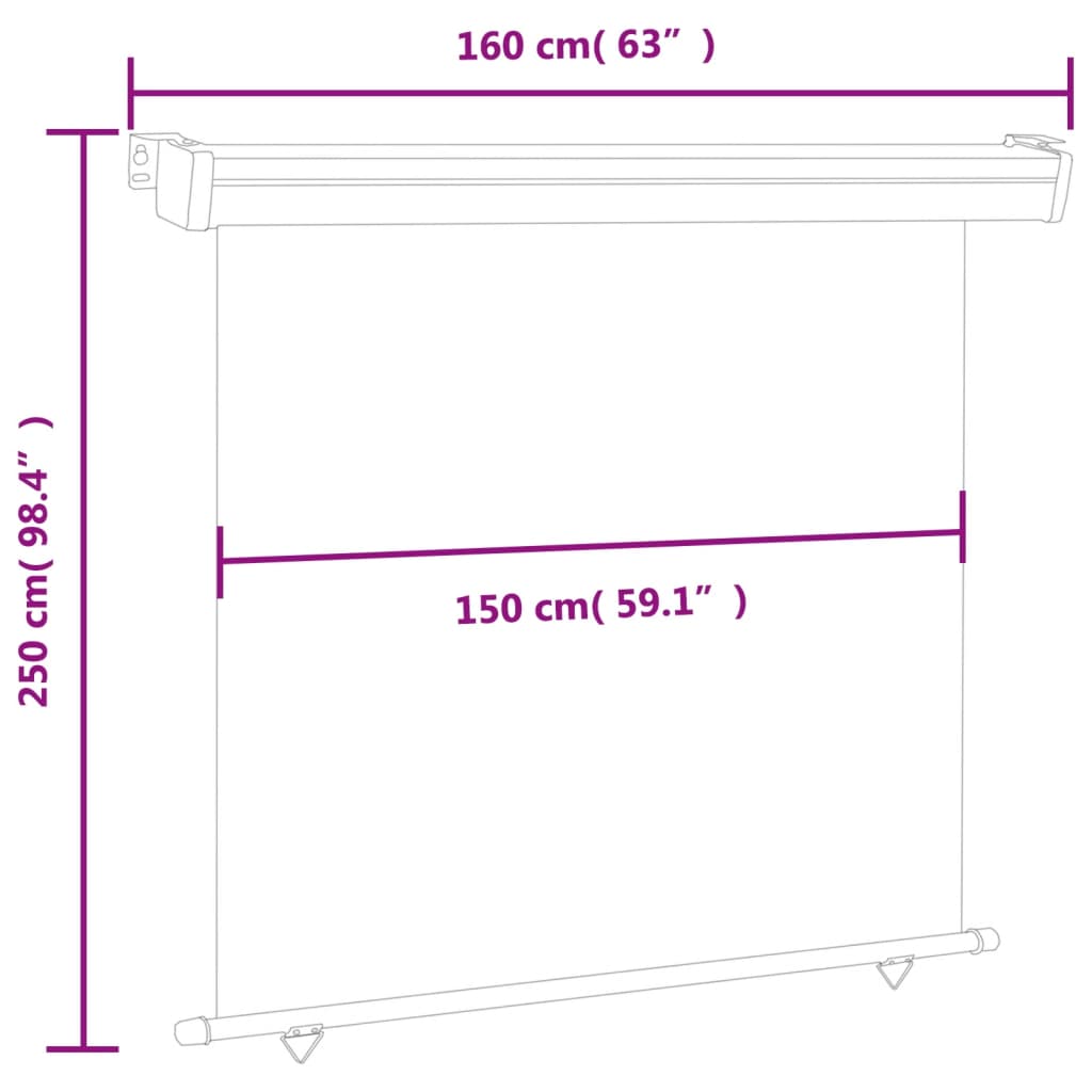 Sidemarkise for balkong 160x250 cm blå