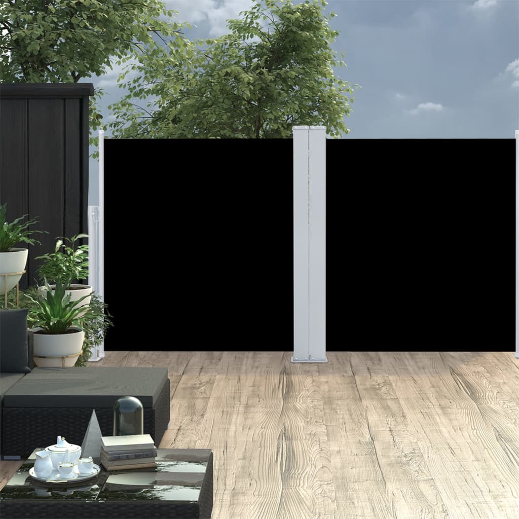 Uttrekkbar sidemarkise 100x600 cm svart