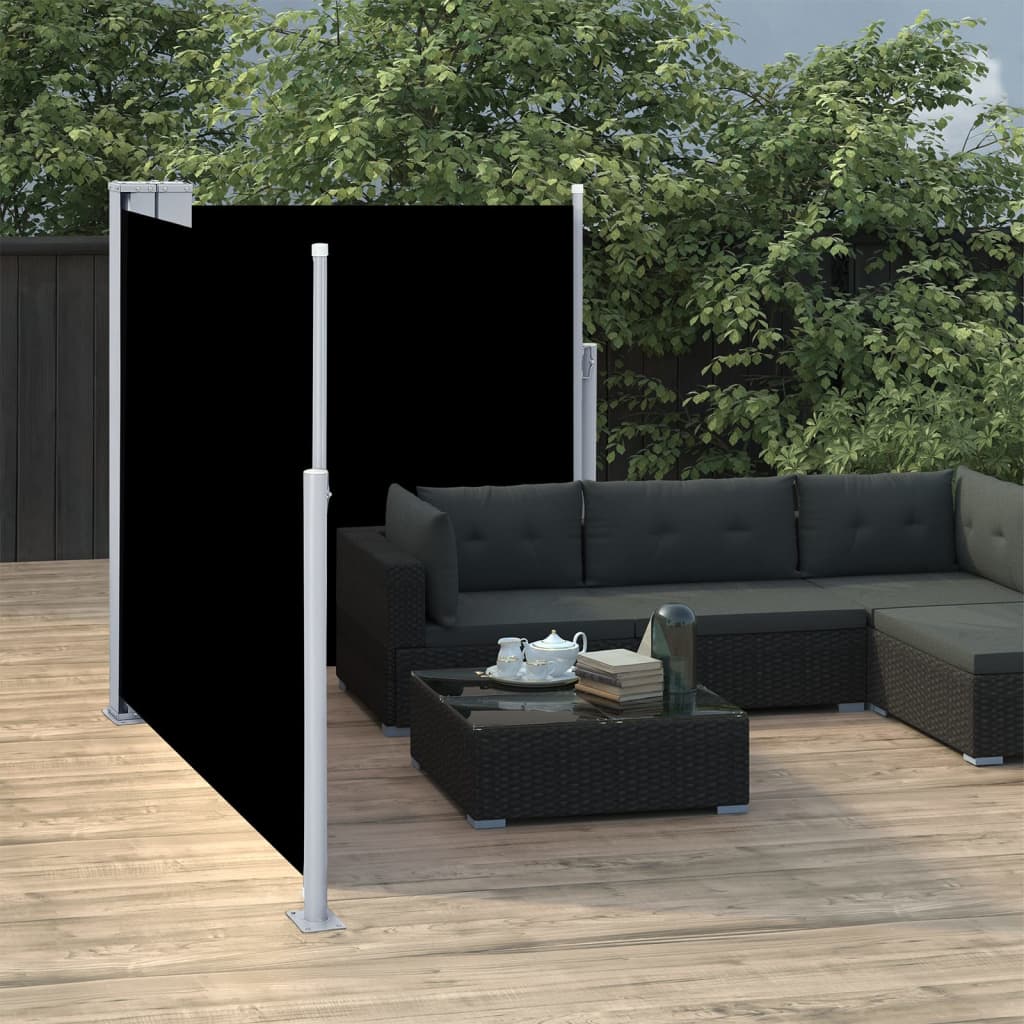 Uttrekkbar sidemarkise 100x600 cm svart