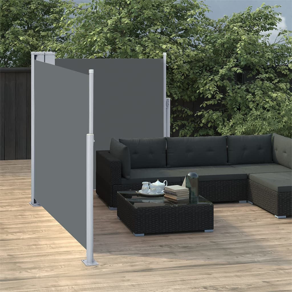 Uttrekkbar sidemarkise 100x600 cm antrasitt