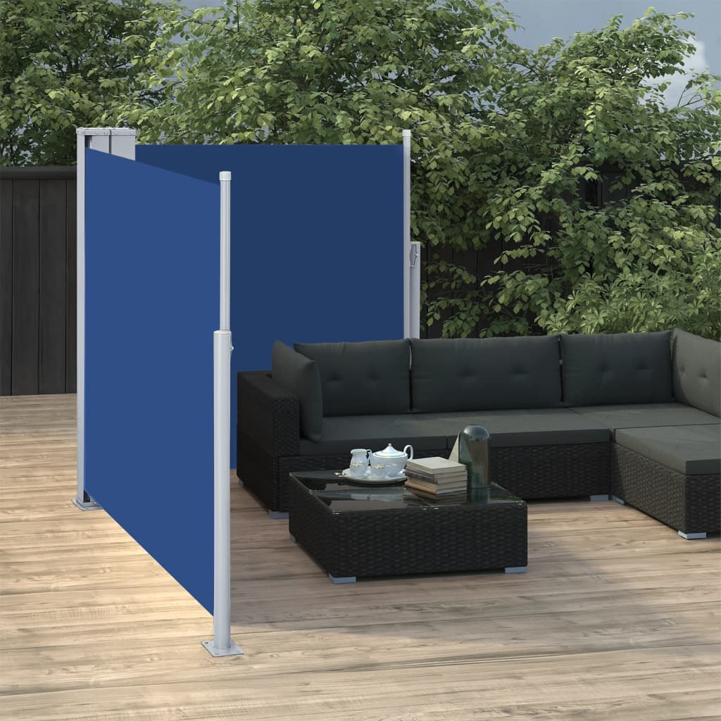Uttrekkbar sidemarkise 100x600 cm blå