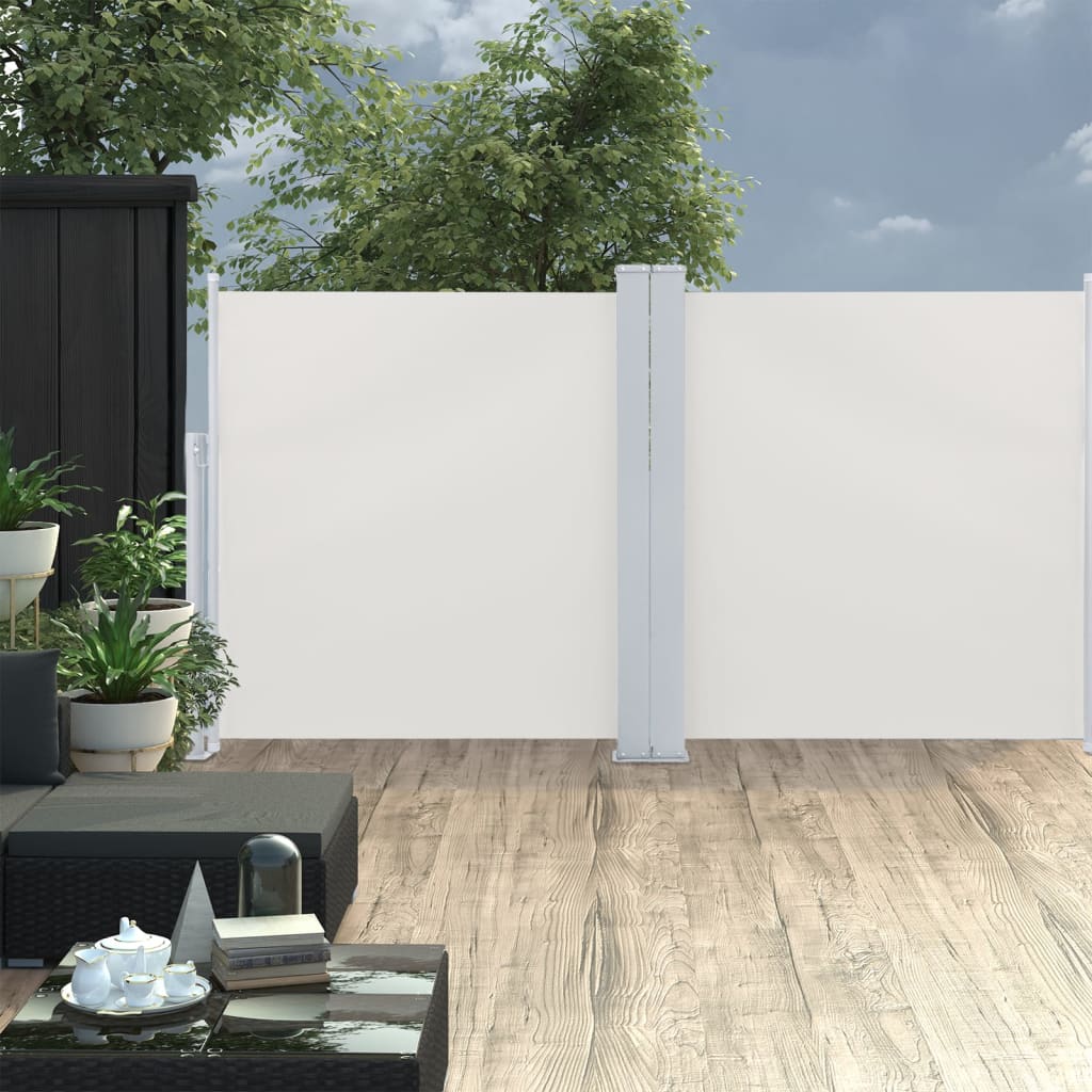 Uttrekkbar sidemarkise 120x600 cm kremhvit
