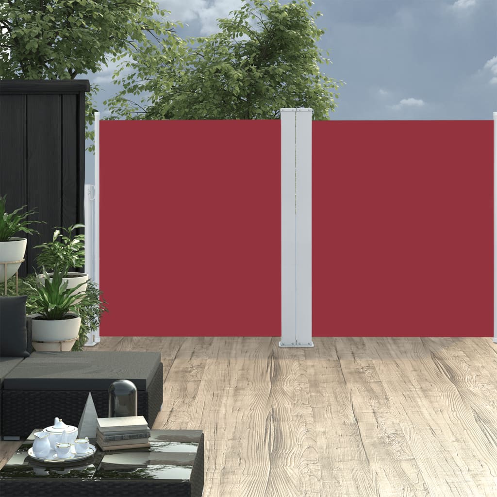Uttrekkbar sidemarkise 160x600 cm rød