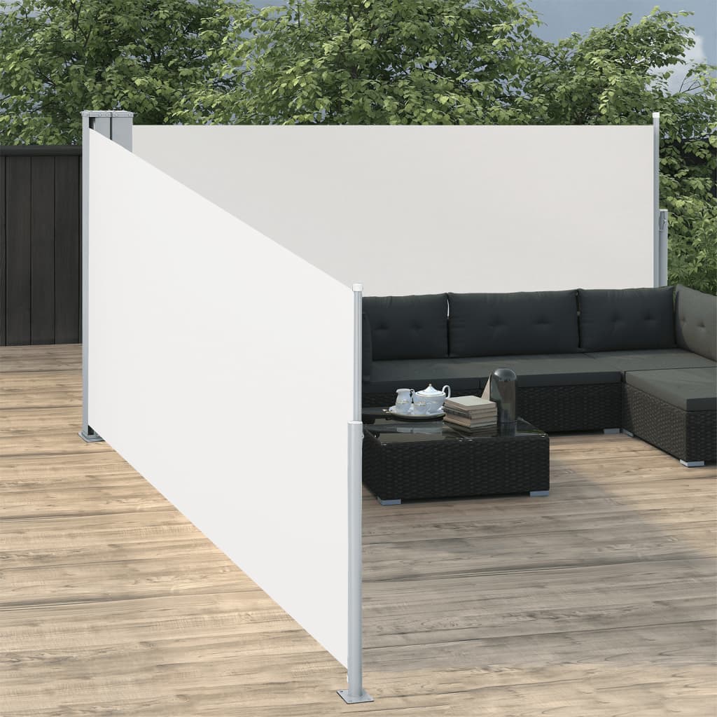 Uttrekkbar sidemarkise 100x1000 cm kremhvit