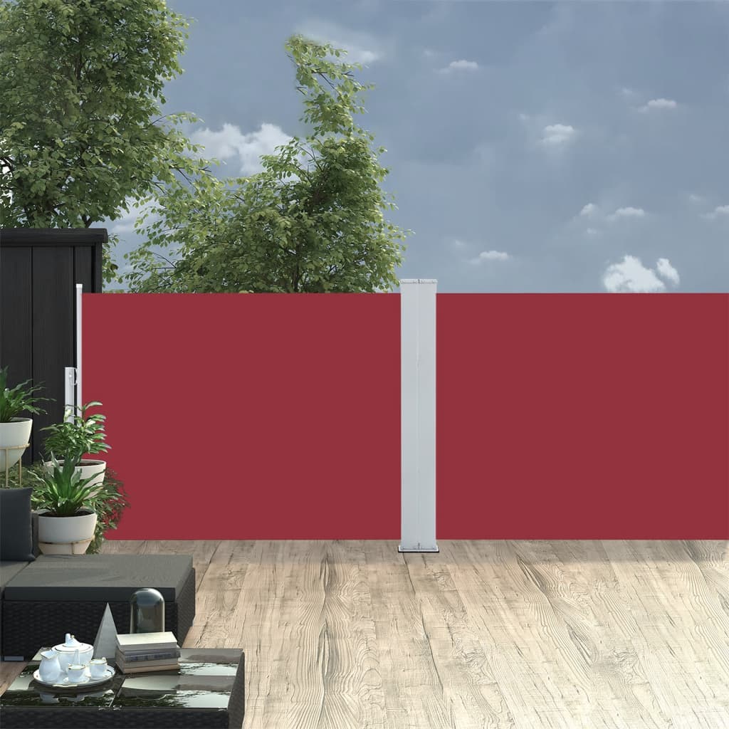 Uttrekkbar sidemarkise 100x1000 cm rød