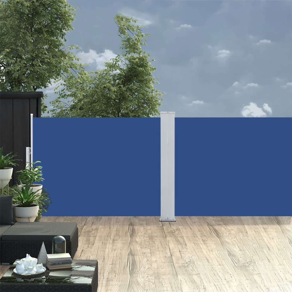 Uttrekkbar sidemarkise 120x1000 cm blå