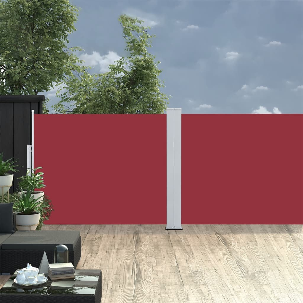Uttrekkbar sidemarkise 140x1000 cm rød