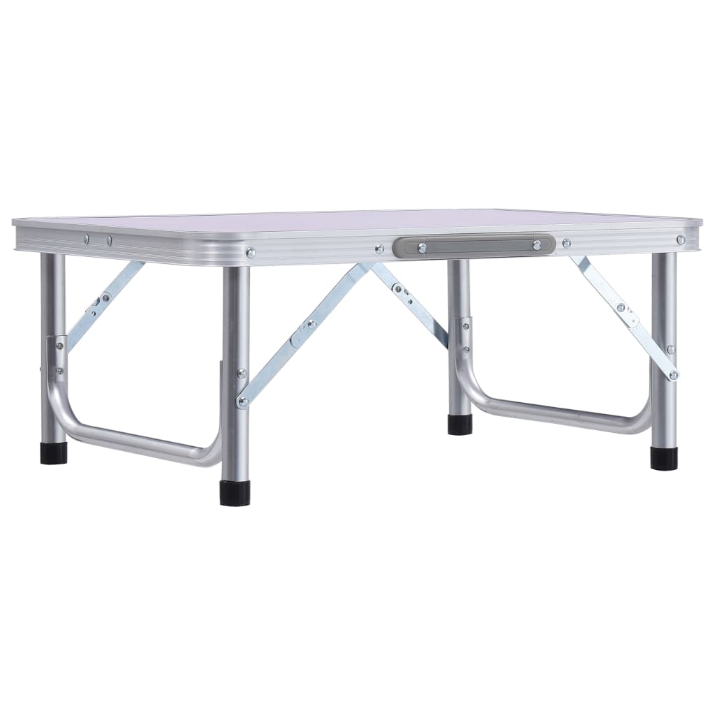 Sammenleggbart campingbord hvit aluminium 60x45 cm