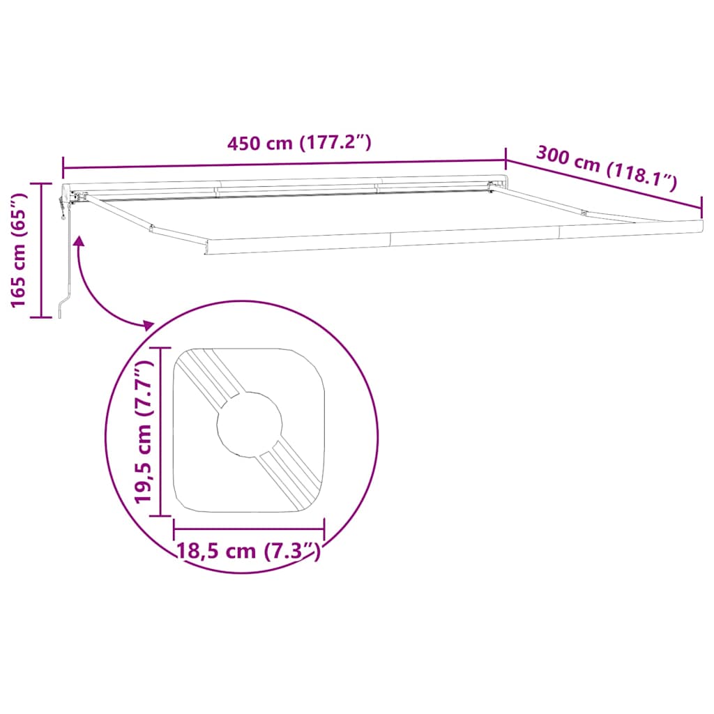 Markise Hvit 4,5 × 3 m Metall