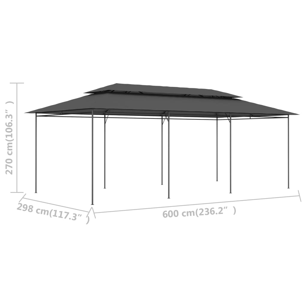 Paviljong 600x298x270 cm antrasitt