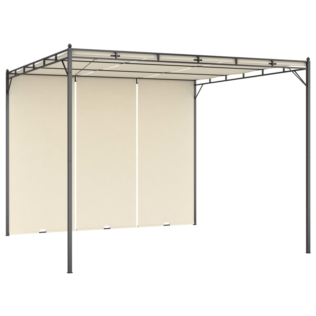 Hagepaviljong med sidegardin 3x3x2,25m kremhvit